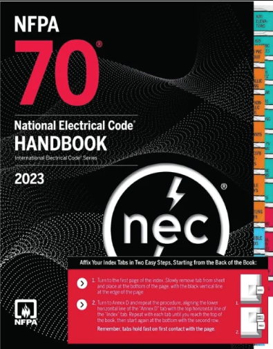 NEC Handbook 2023 With Index Tabs National Electrical Code Handbook - 2023 Edition with Index Tabs for quick reference and comprehensive electrical code guidelines.