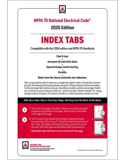 National Fire Protection Association NFPA 70, National Electrical Code (NEC) Self-Adhesive Index Tabs 2026